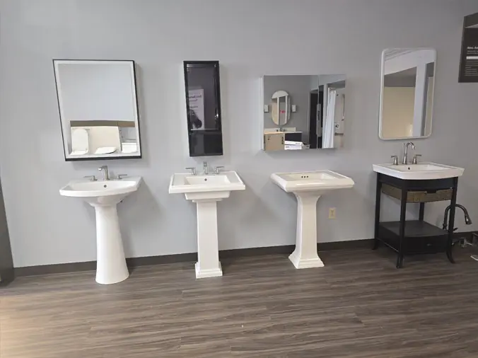 Bathroom pedistal sinks in the Penstan Indiana, PA Kithcen & Bath Boutique